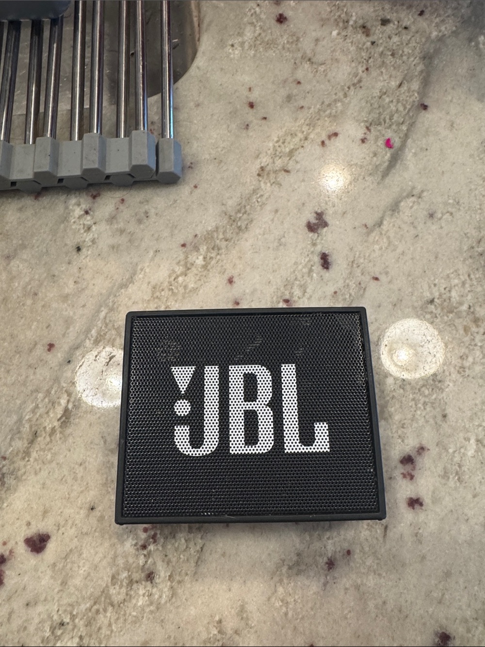 JBL Black Compact Portable Bluetooth Speaker with Front Logo